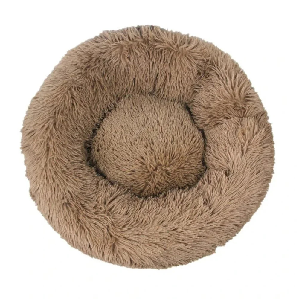 Fluffy Calming Cat Dog Khaki Donut Bed 2XL New With Tags